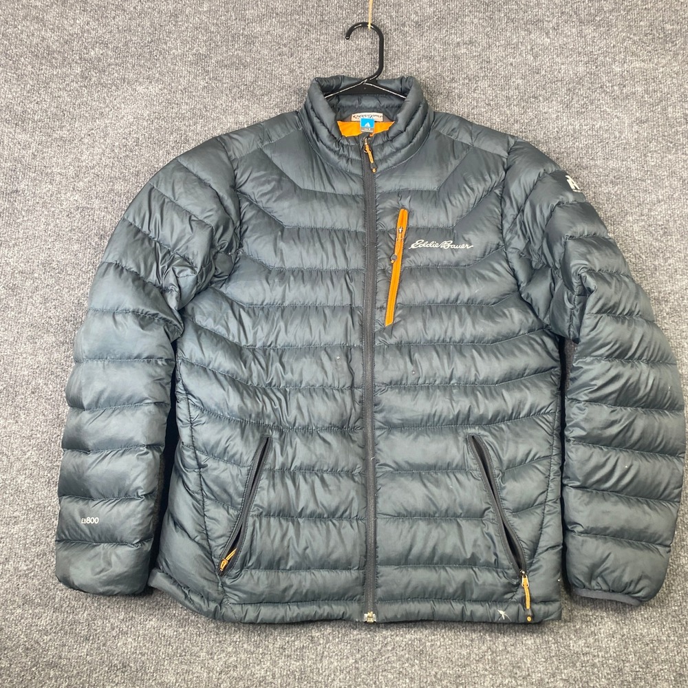 Eddie Bauer First Ascent EB800 Down Puffer Jacket Gray Orange Mens Small